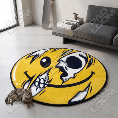 Smiley Skull Rug - Shaped Gothic Area Rug