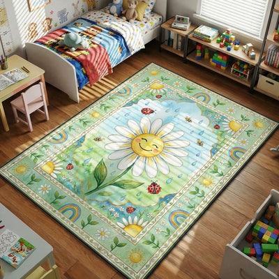 Smiling Daisy Garden Rug - Kids Room Floor Mat