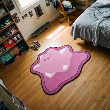 Smiling Ditto Rug - Shaped Anime Bedroom Area Rug