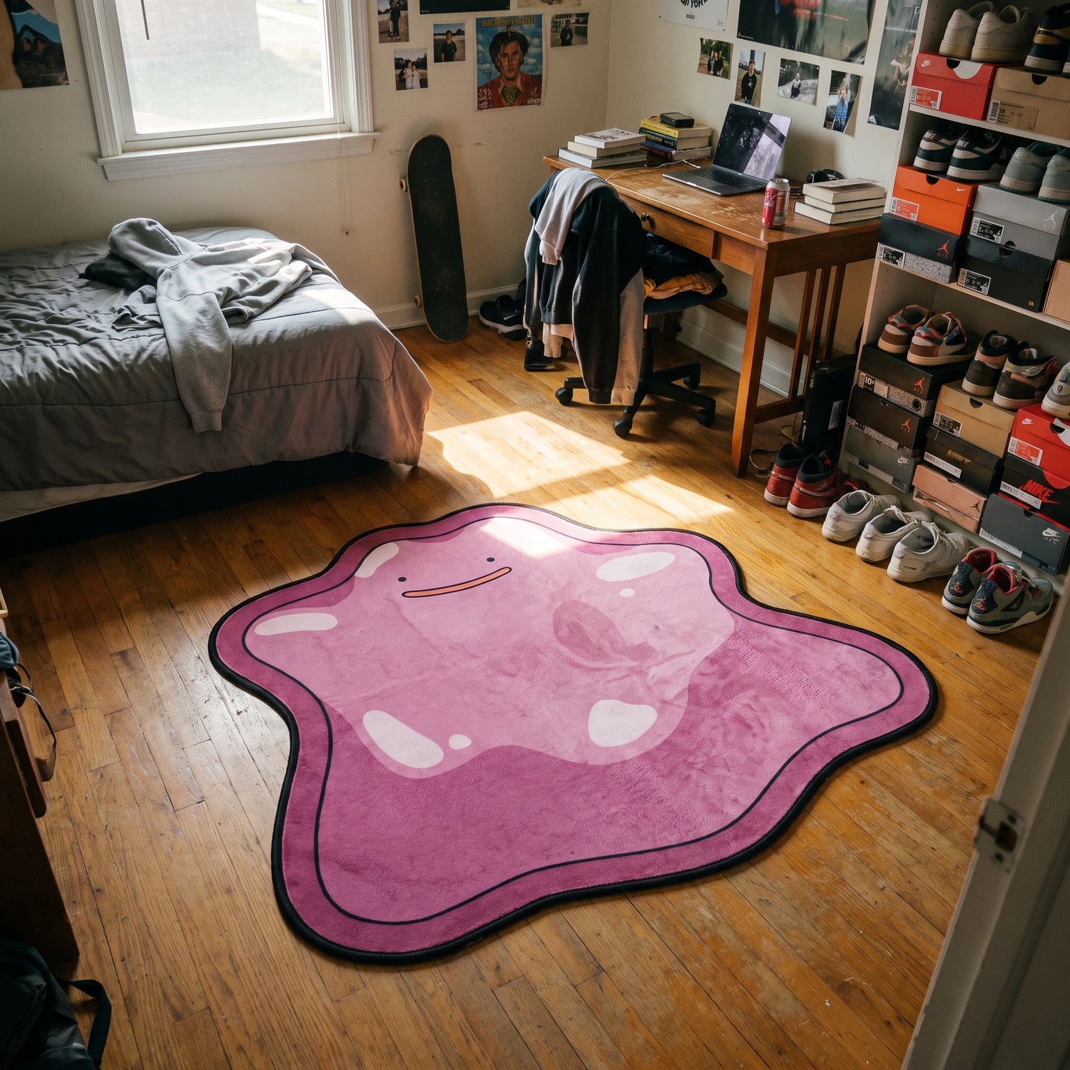 Smiling Ditto Rug - Shaped Anime Bedroom Area Rug