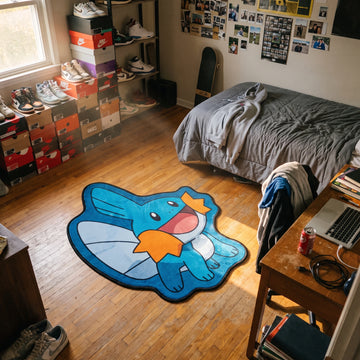 Smiling Mudkip Rug - Shaped Anime Area Rug
