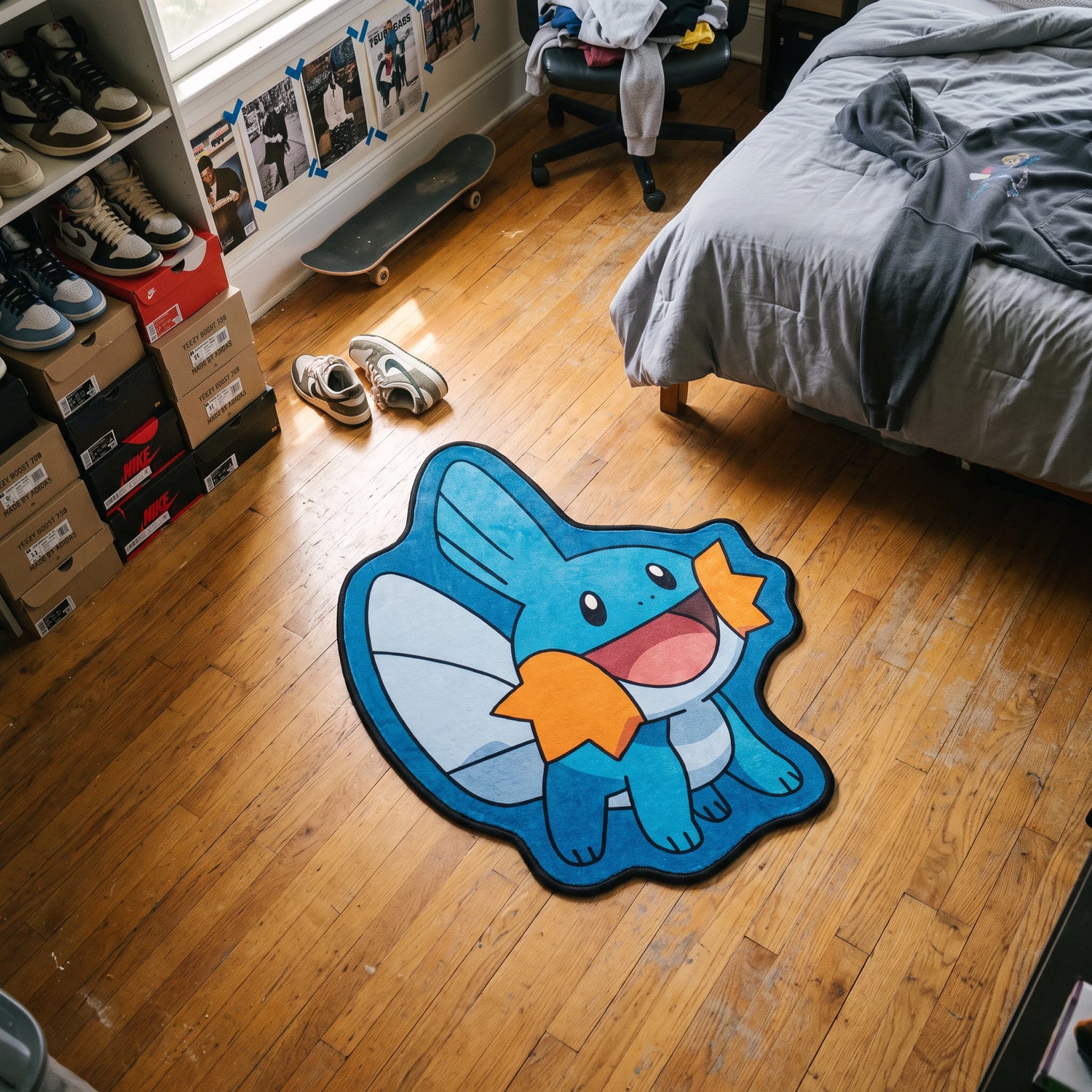 Smiling Mudkip Rug - Shaped Anime Area Rug