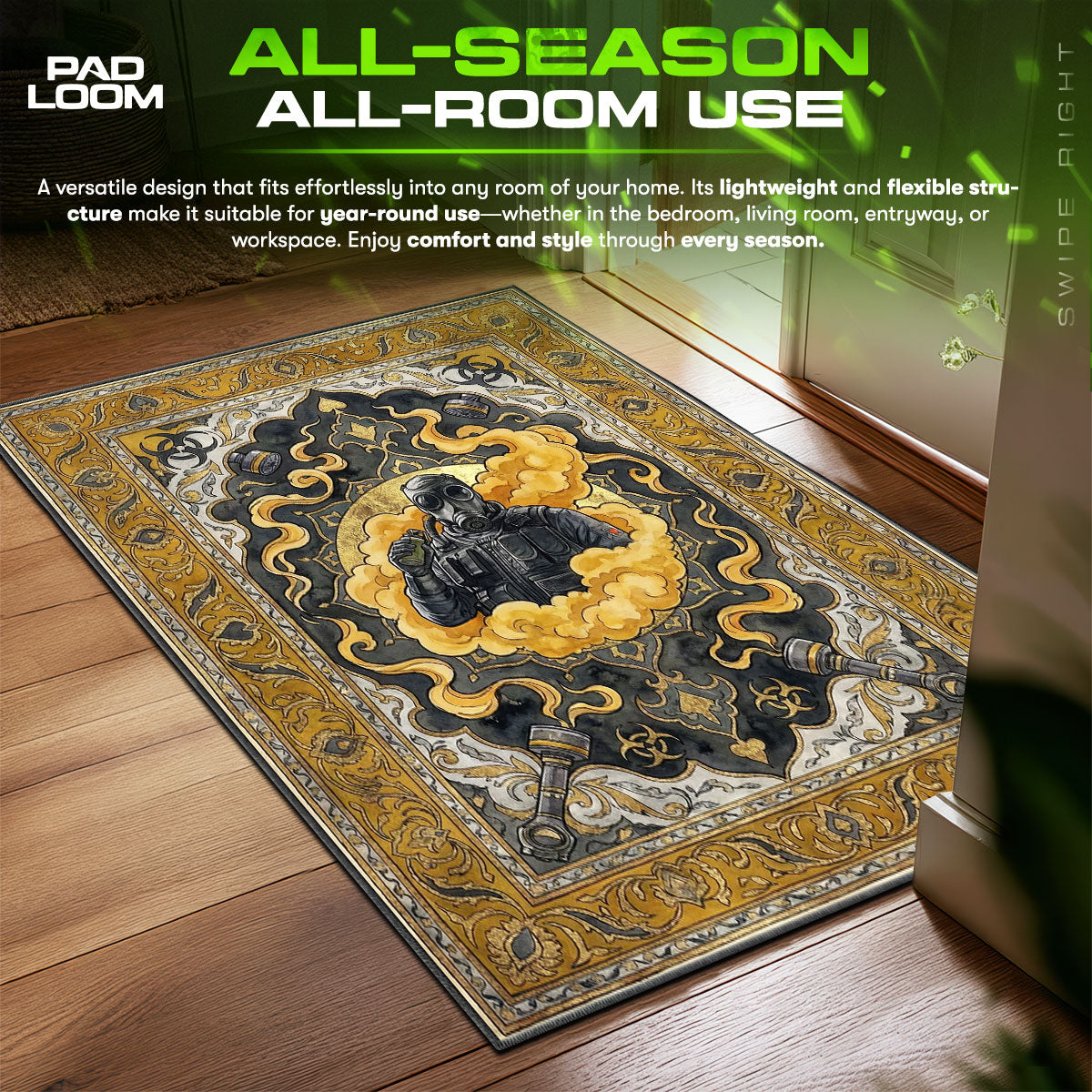 Gas Gas Rug Smoke Toxic Gas Rug - Rainbow Six Siege Chair Mat | Padloom