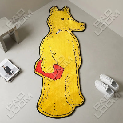 Smoking Bear Rug - Shaped Kids Room Area Rug