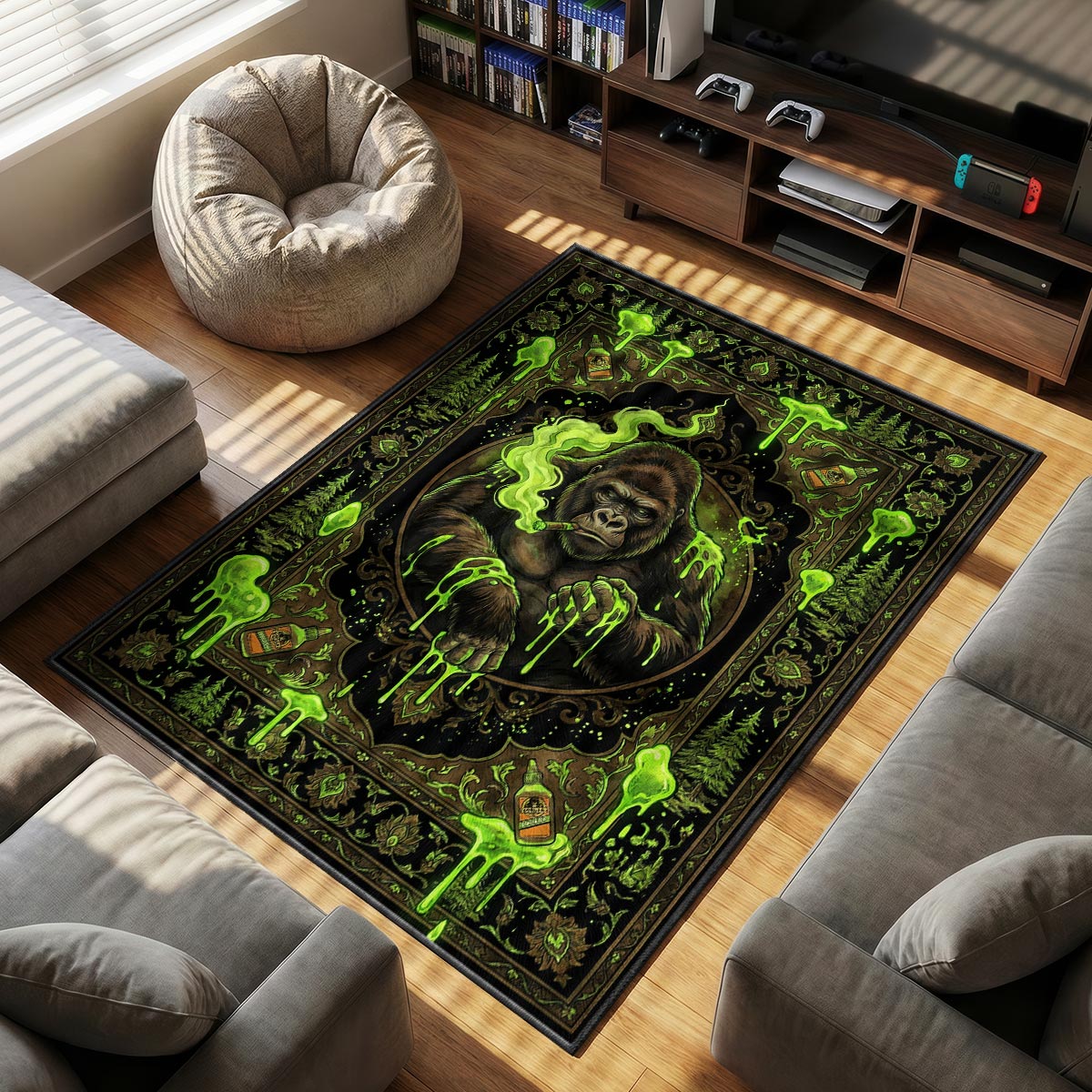Smoking Gorilla Slime Rug - Hype Floor Mat