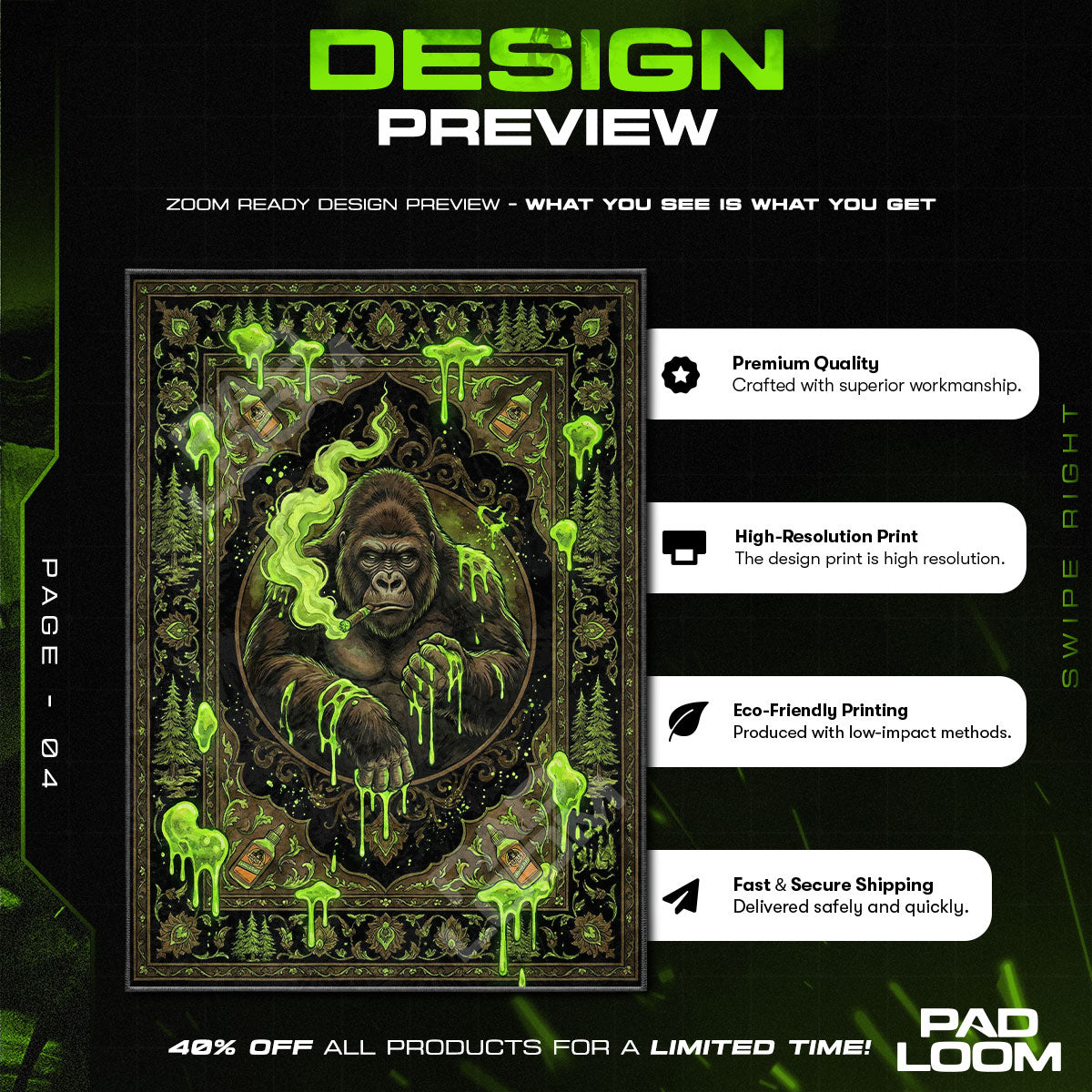 Smoking Gorilla Slime Rug - Hype Floor Mat