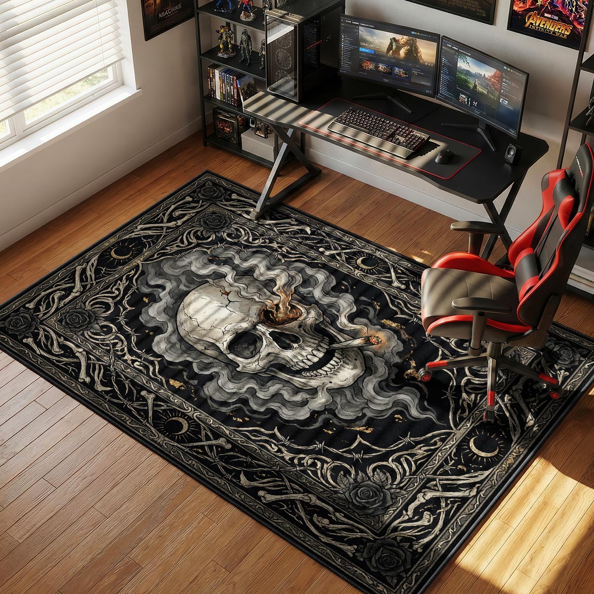 Smoking Skull Hype Floor rug — main product view