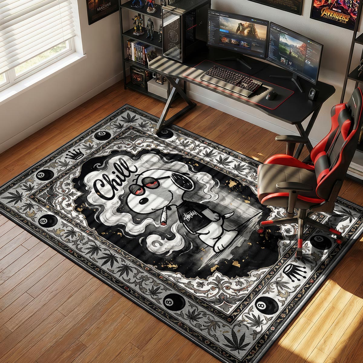 Snoopy Stussy Chill Smoker Hypebeast Floor rug — main product view