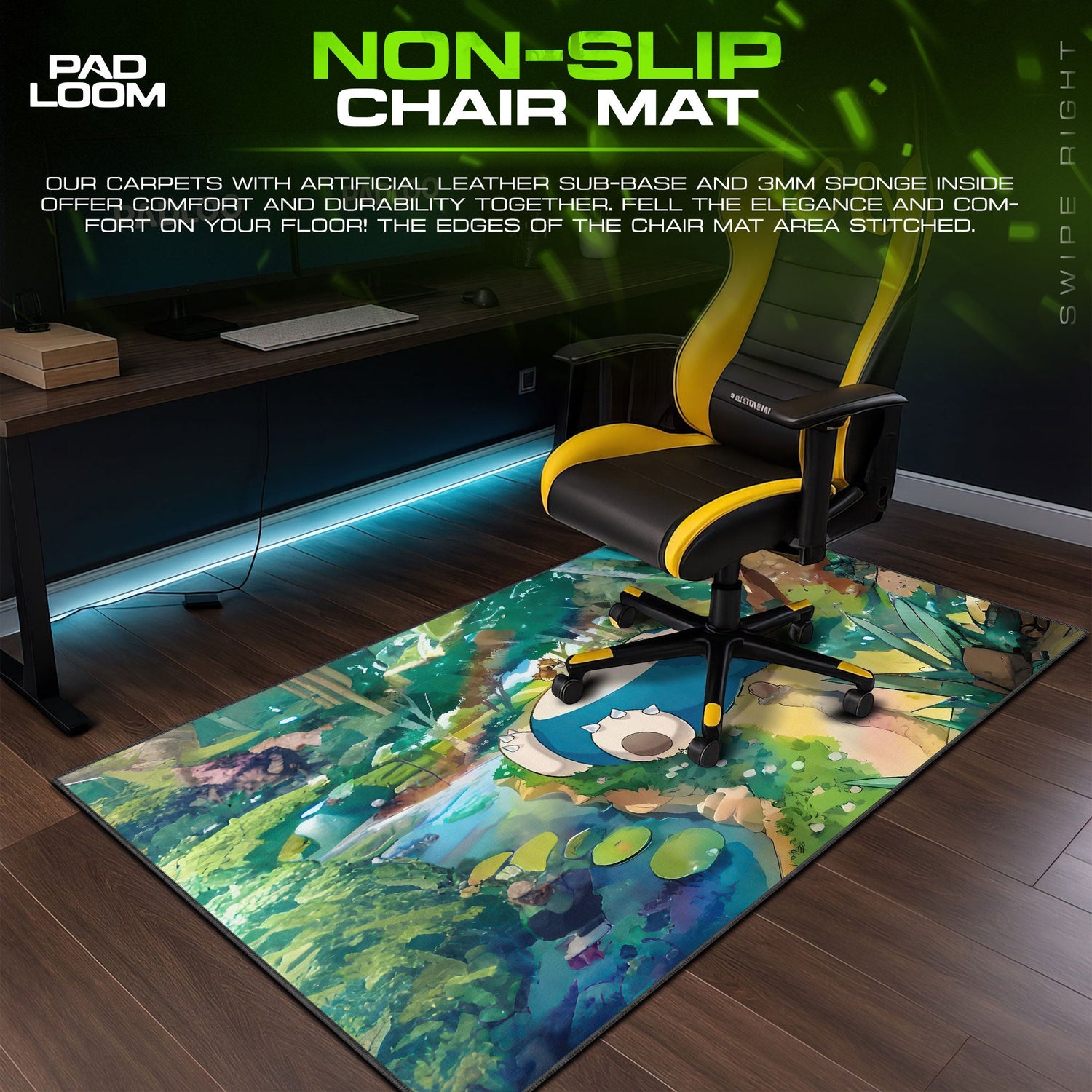 Snorlax Forest Mouse Pad, Woodland Nap Gaming Desk Mat Padloom