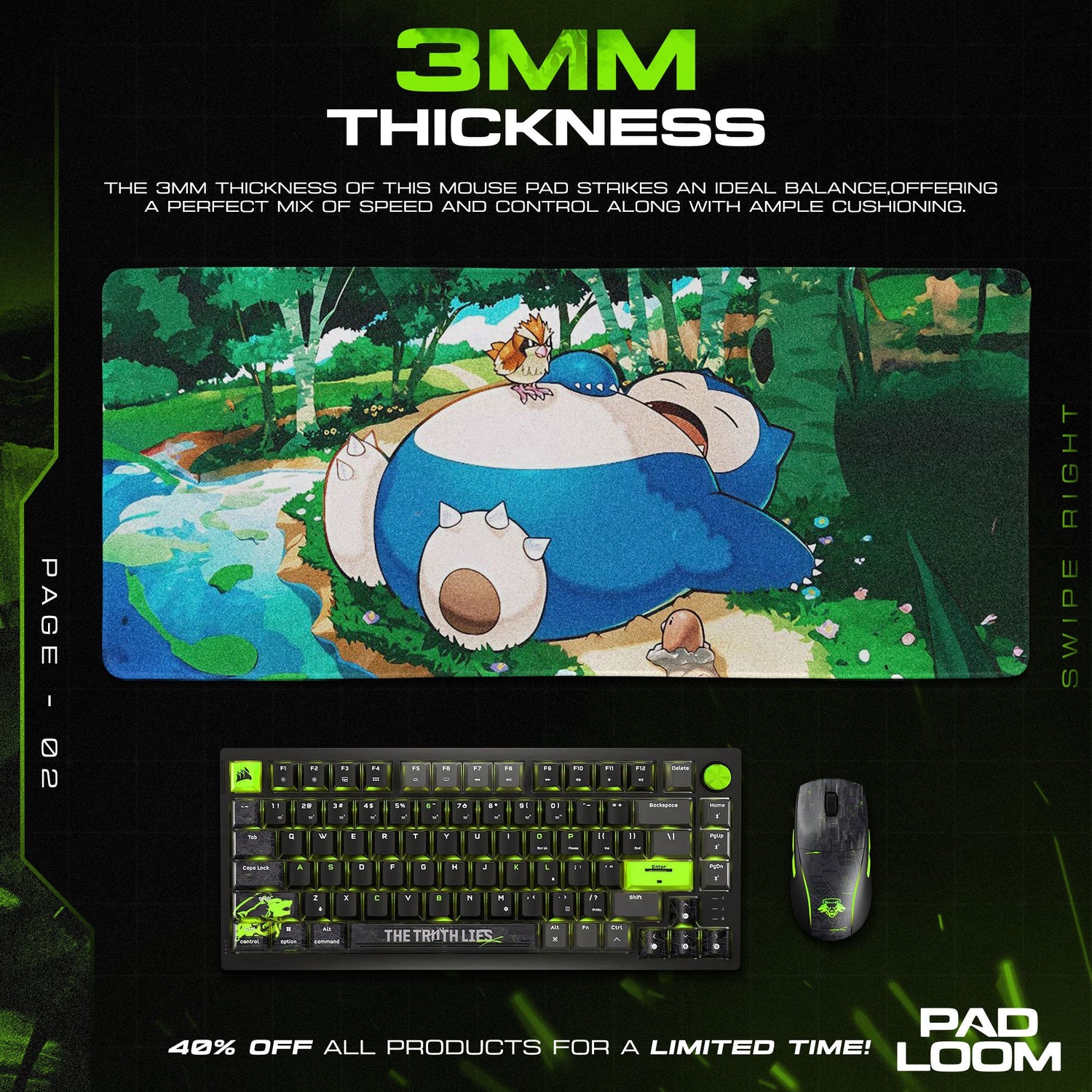 Snorlax Forest Nap Mouse Pad, Pokémon Gaming Desk Mat Padloom