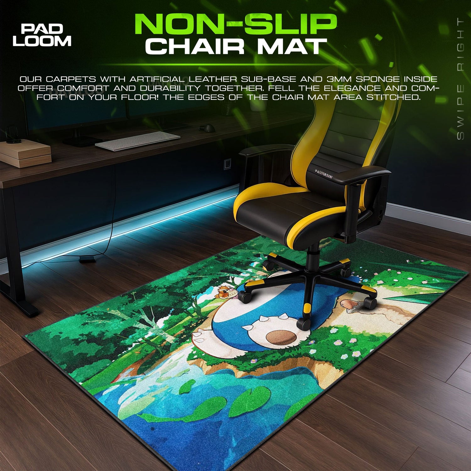 Snorlax Forest Nap Mouse Pad, Pokémon Gaming Desk Mat Padloom