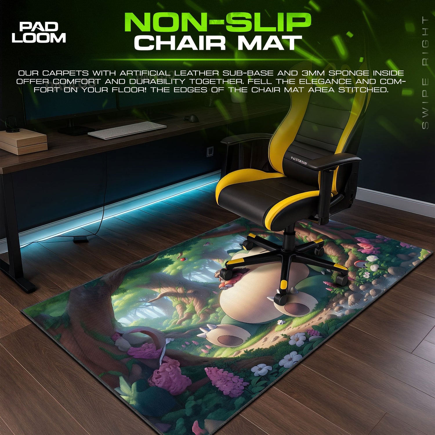 Snorlax Forest Rest Mouse Pad, Pokémon Gaming Desk Mat Padloom
