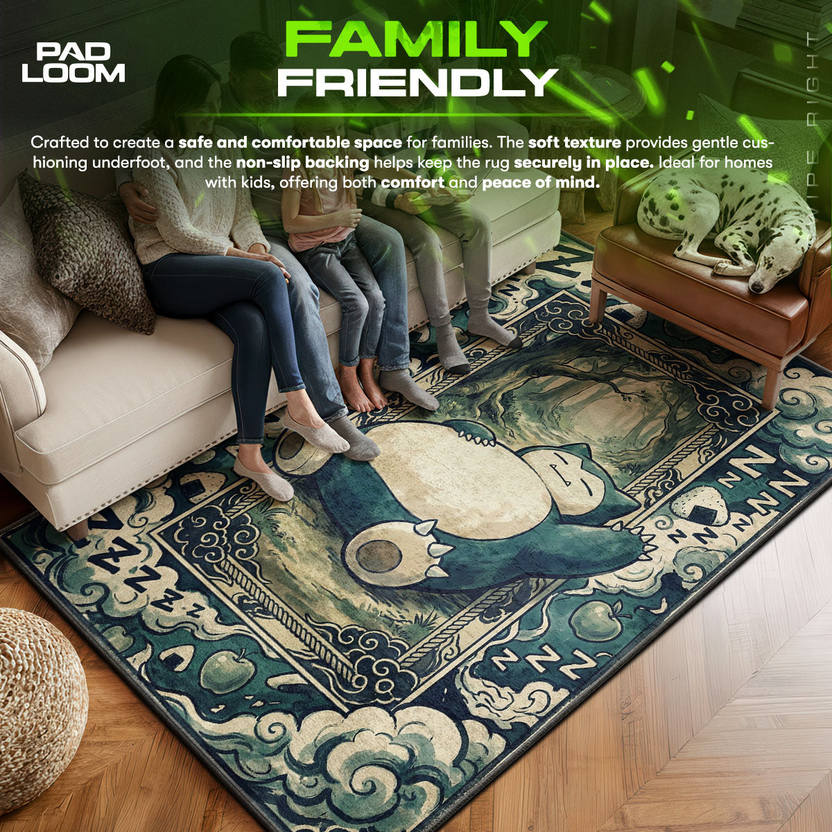 Snorlax area rug showing full Pokemon artwork