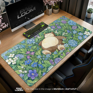Snorlax Hydrangea Nap Mouse Pad - Pokémon Desk Mat
