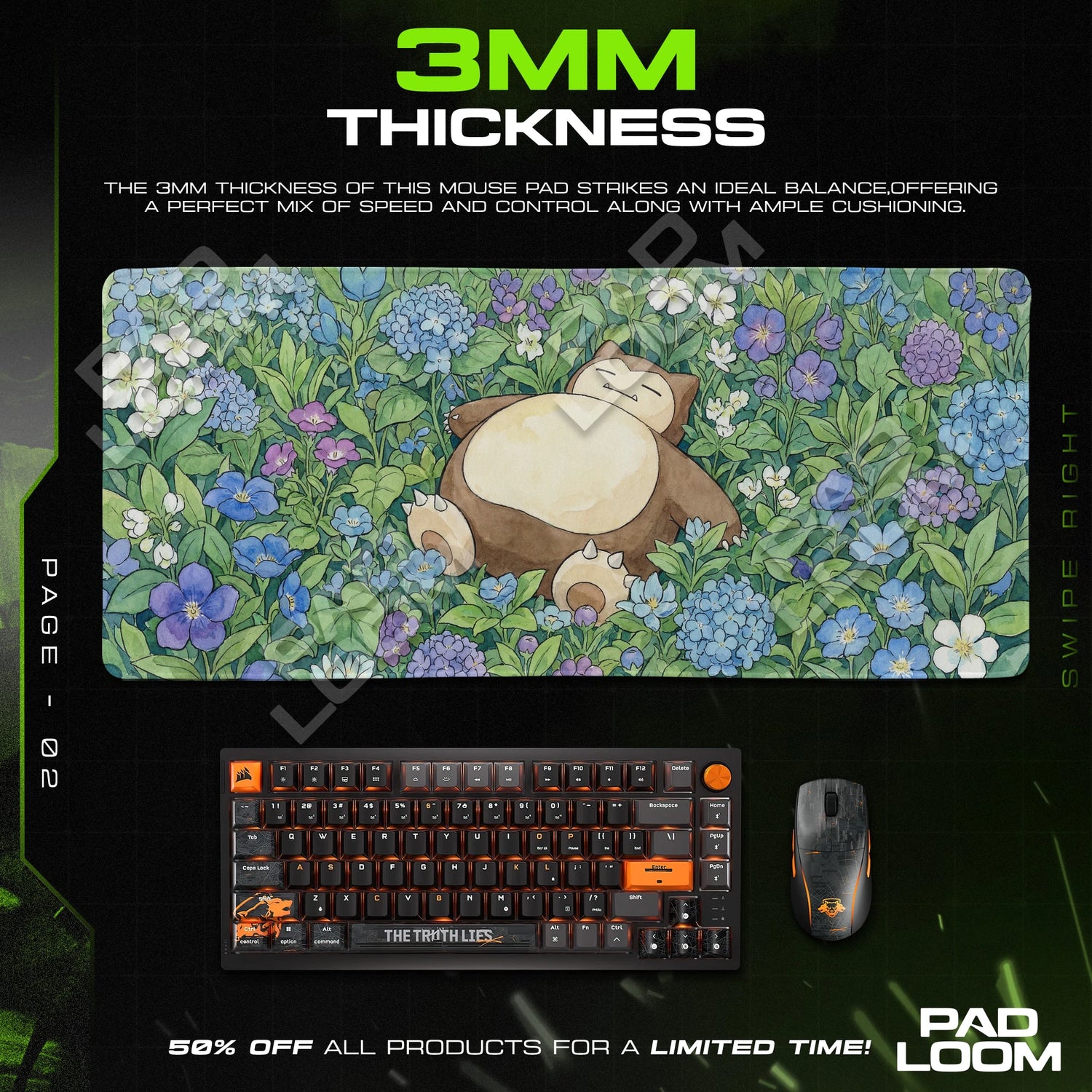 Snorlax Hydrangea Nap Mouse Pad - Pokémon Desk Mat