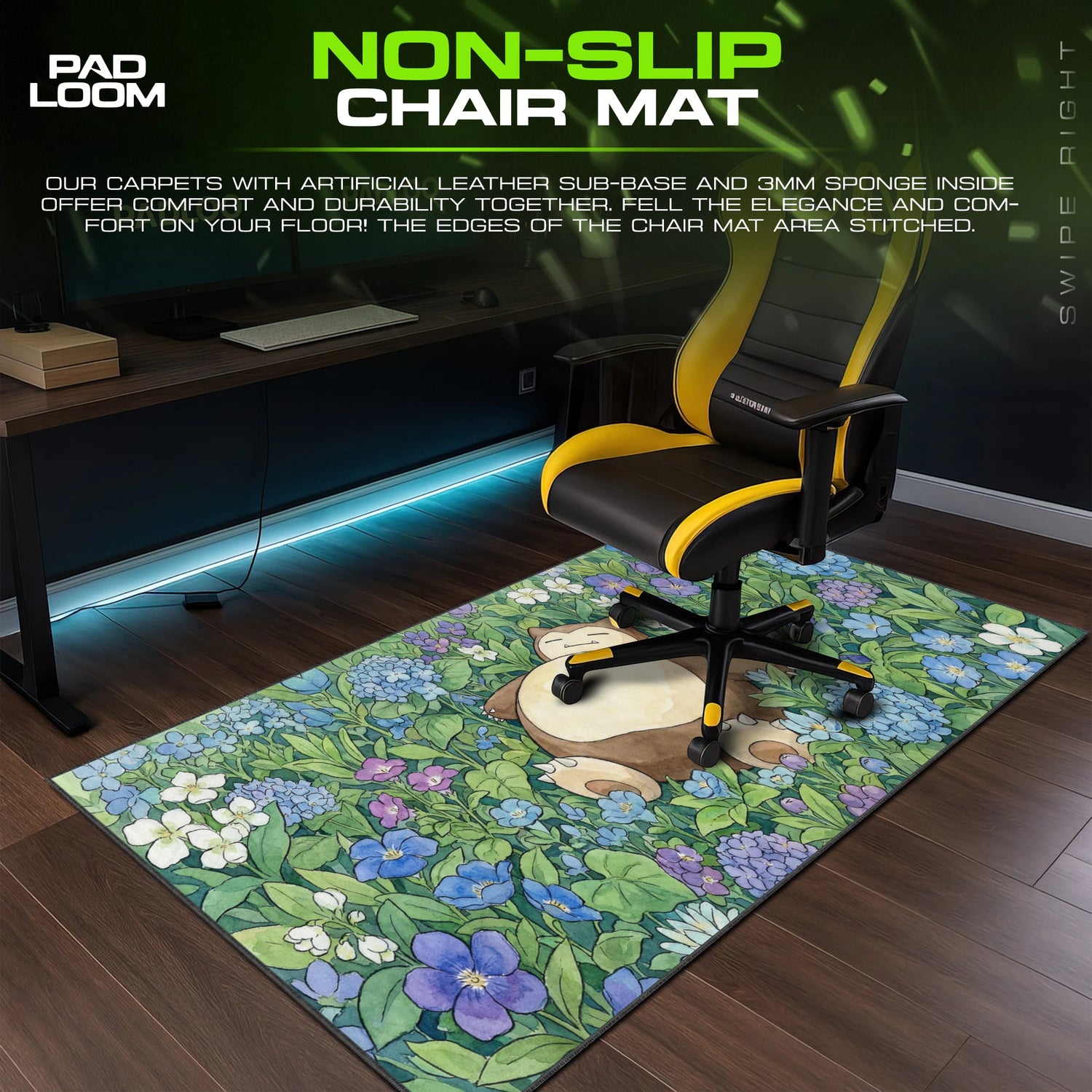 Snorlax Hydrangea Nap Mouse Pad - Pokémon Desk Mat