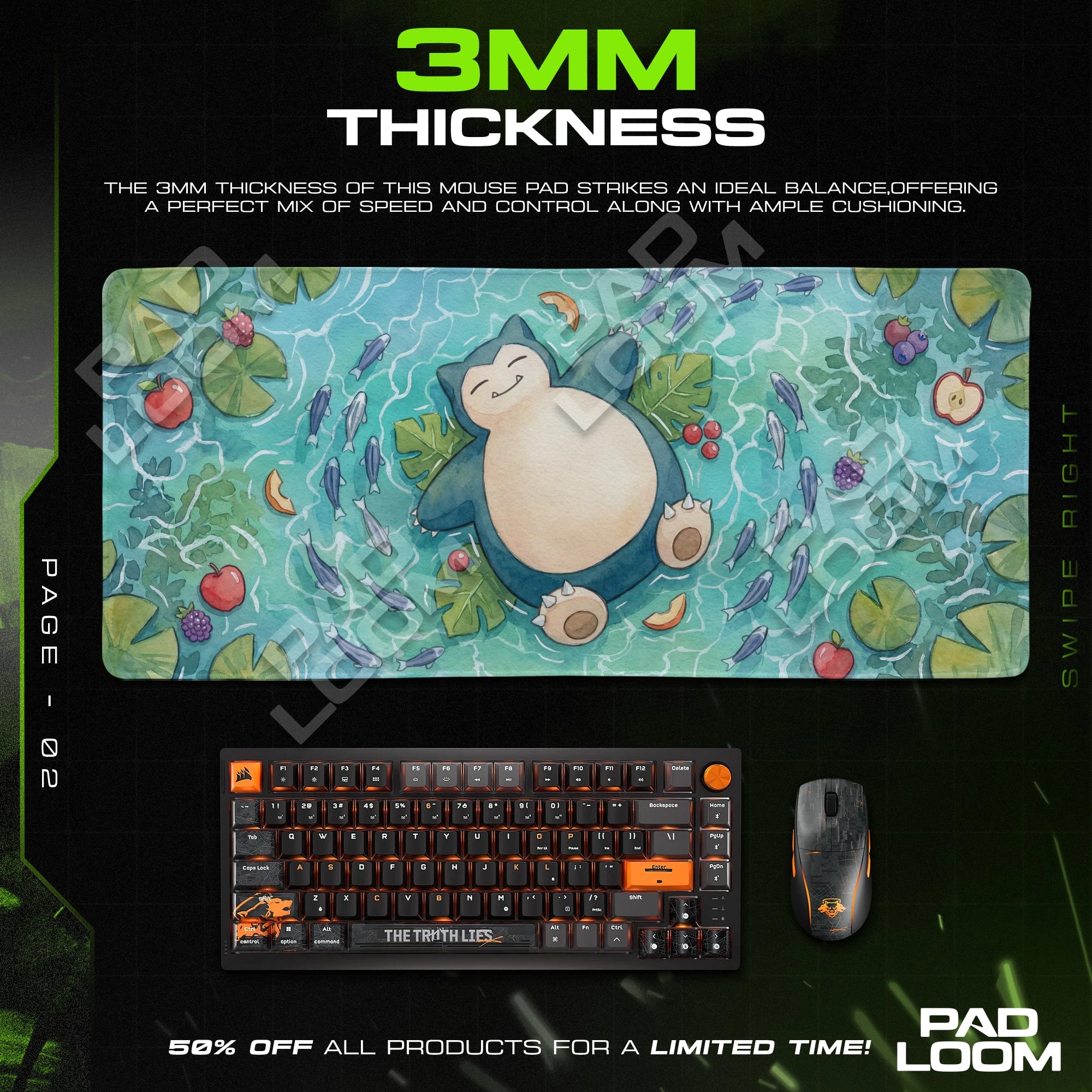 Snorlax Lily Pond Mouse Pad - Pokemon Desk Mat