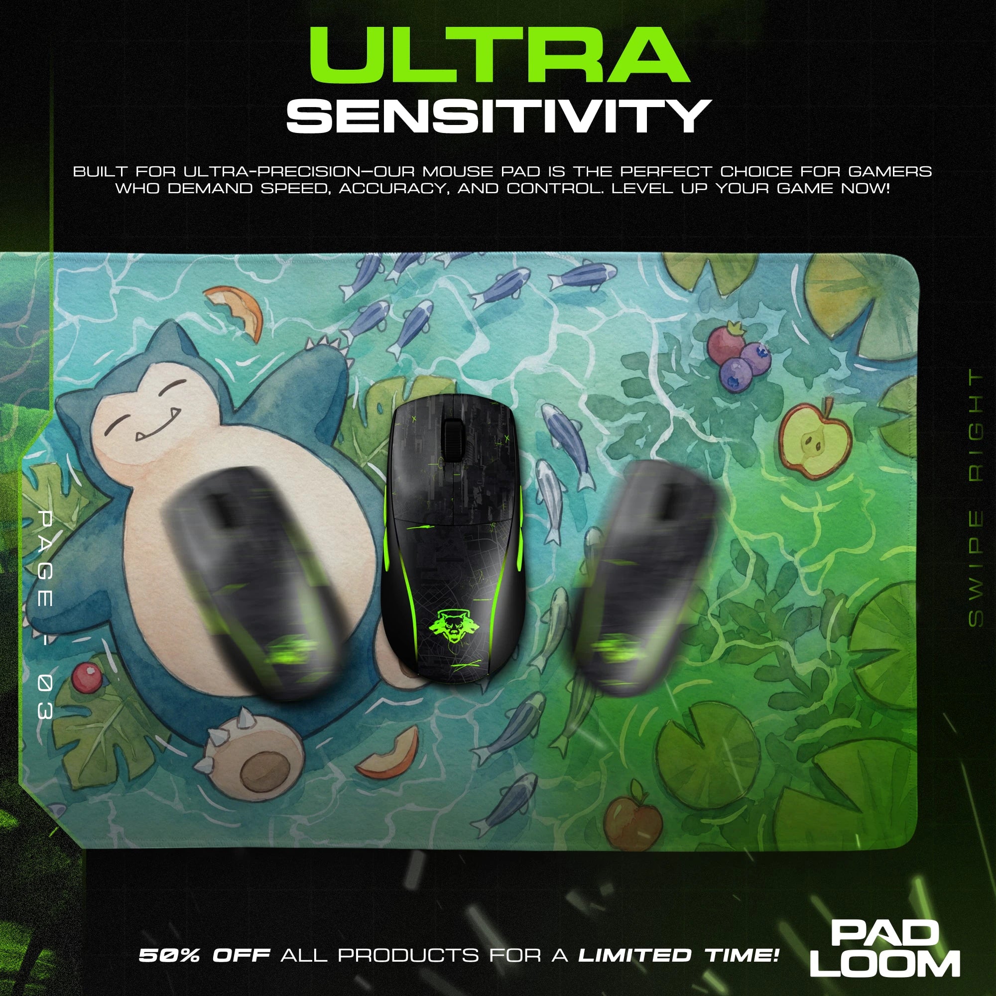 Snorlax Lily Pond Mouse Pad - Pokemon Desk Mat