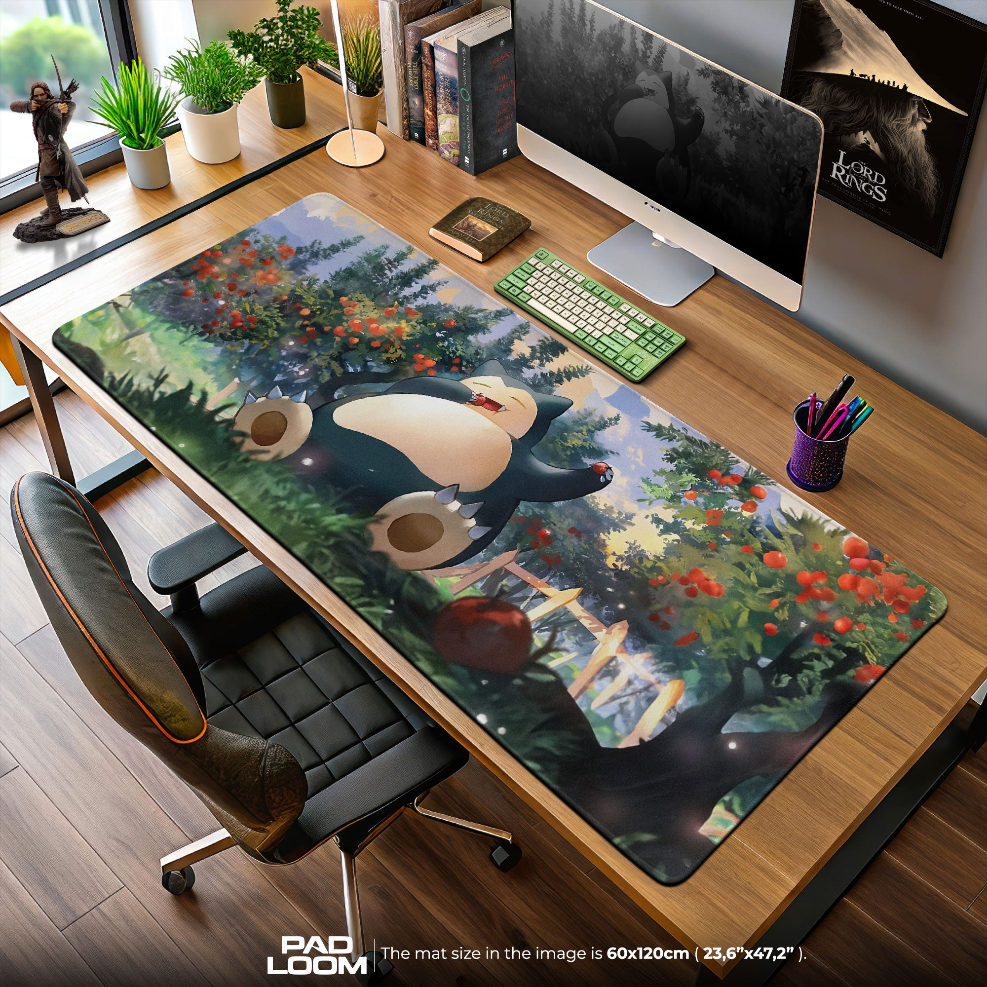 Snorlax Orchard Mouse Pad, Lazy Meadow Gaming Desk Mat