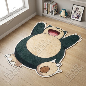 Snorlax shaped area rug, die-cut anime bedroom rug
