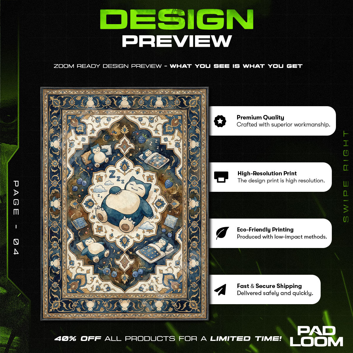 Chair character design printed on rug