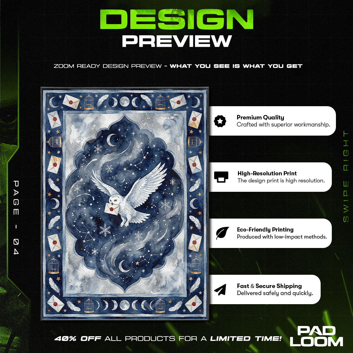 Room character design printed on rug