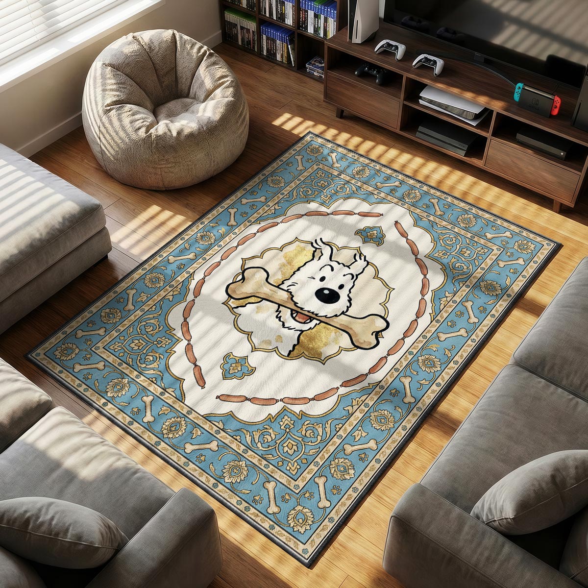 Snowy Bone themed area rug for Vintage fans