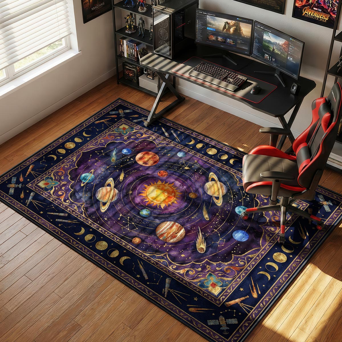 Solar System Space Planets Rug – Kids Galaxy Room Decor