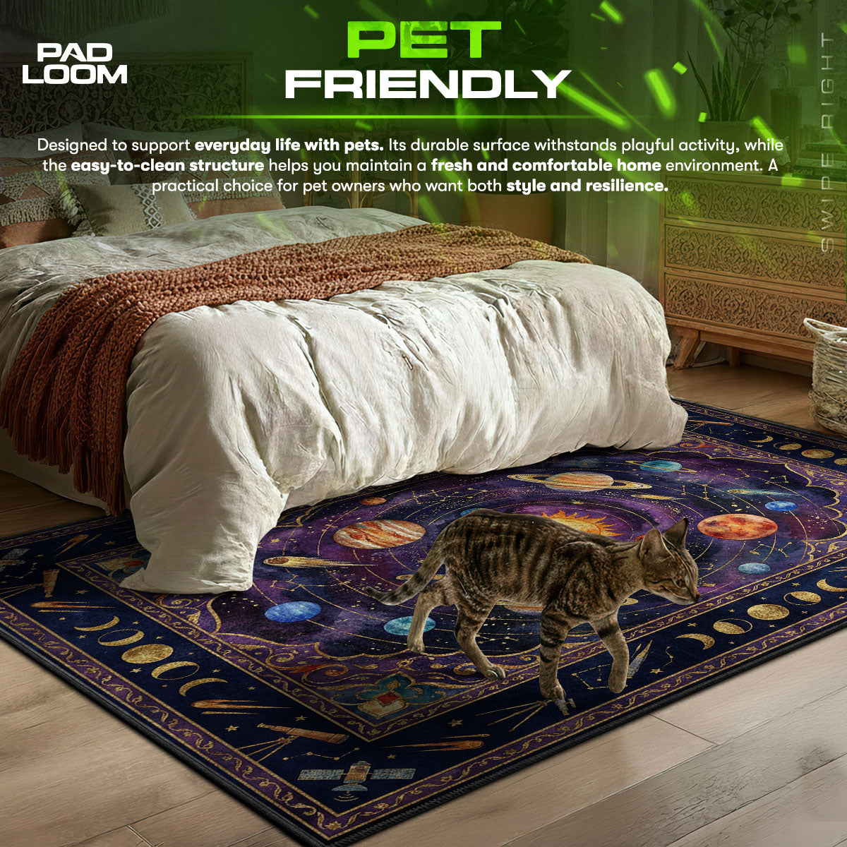 Solar System Space Planets Rug – Kids Galaxy Room Decor