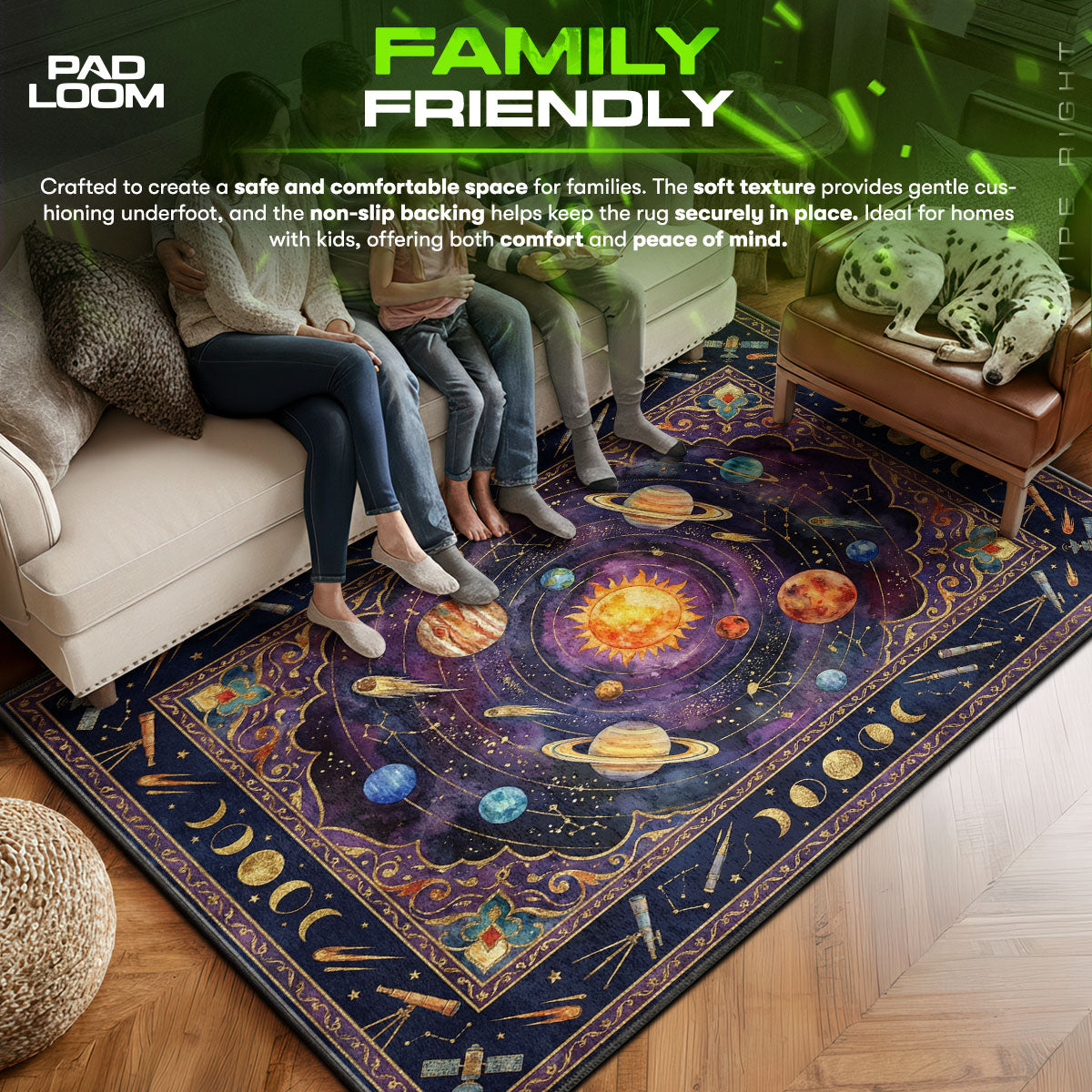 Solar System Space Planets Rug – Kids Galaxy Room Decor