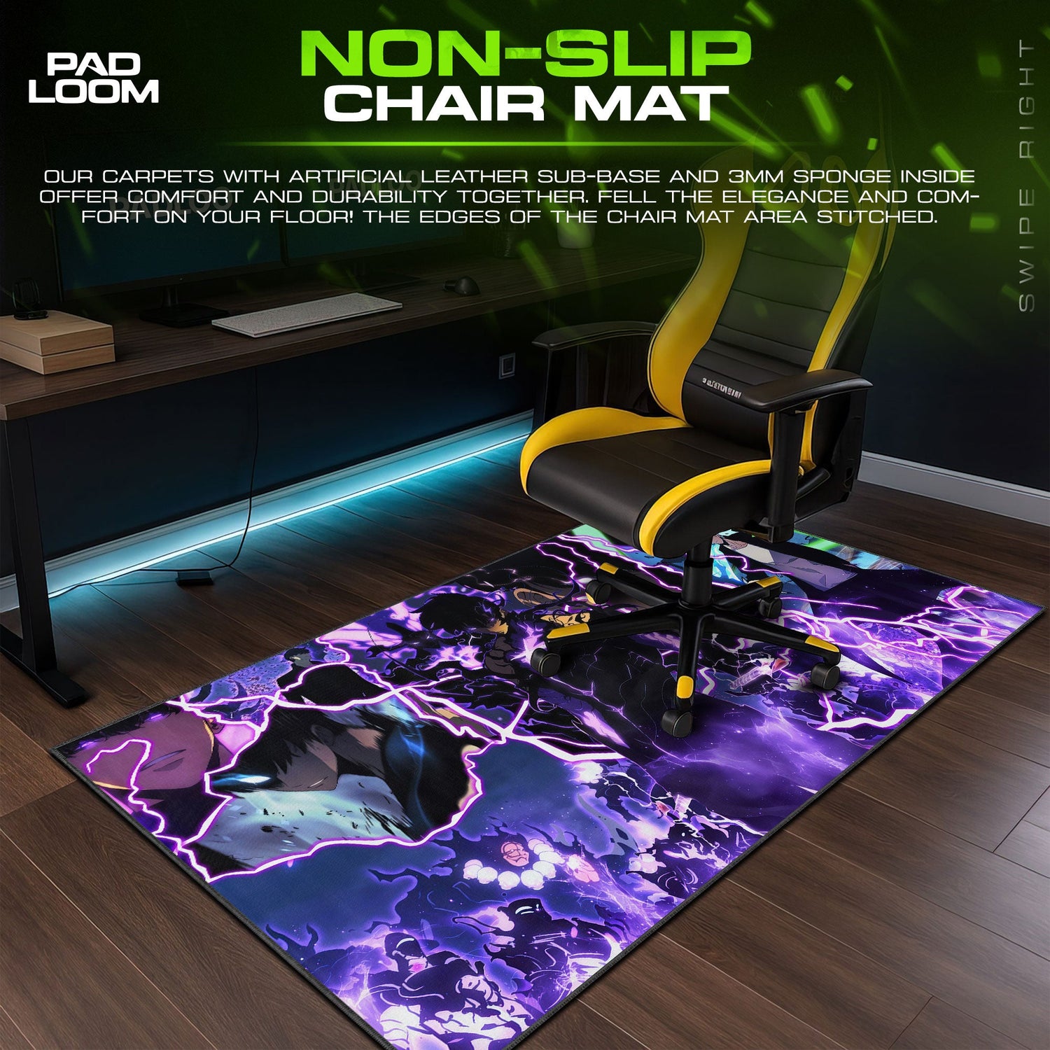 Solo Leveling Jin-Woo Lightning Surge Mouse Pad – Anime Desk Mat Padloom