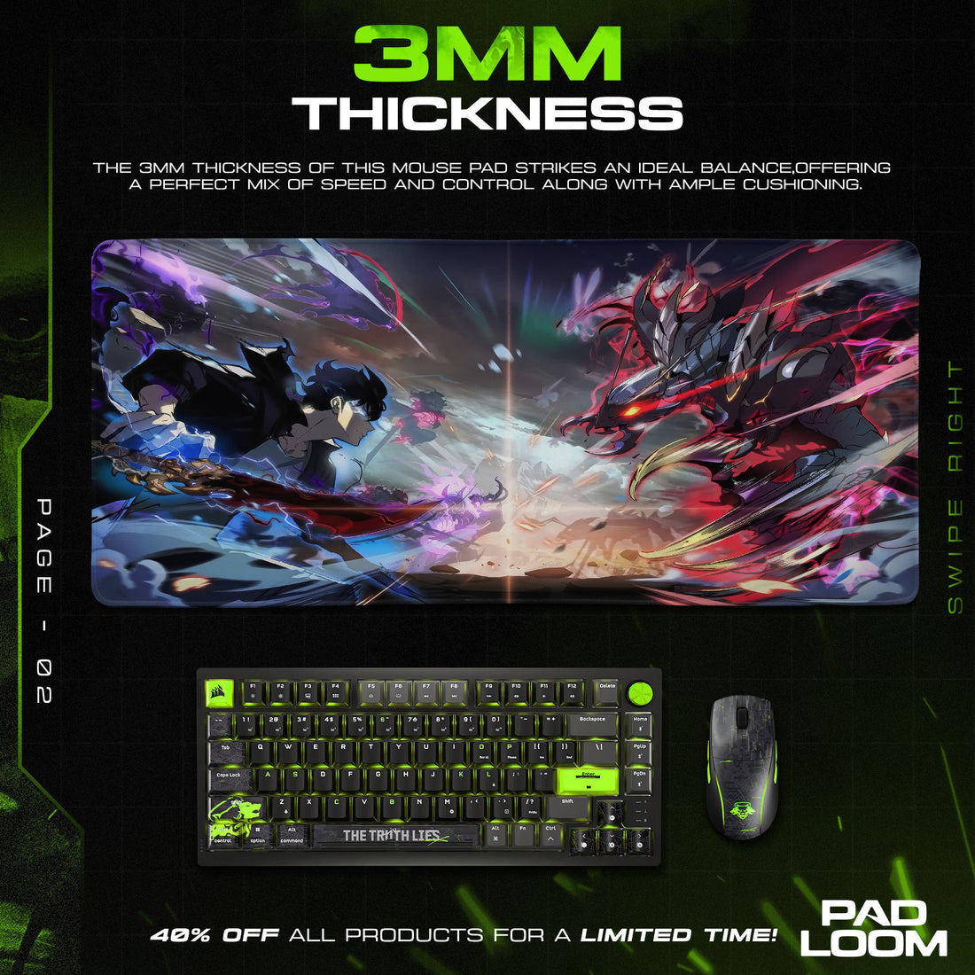 Solo Leveling Jin-Woo vs Dragon Monarch Mouse Pad
