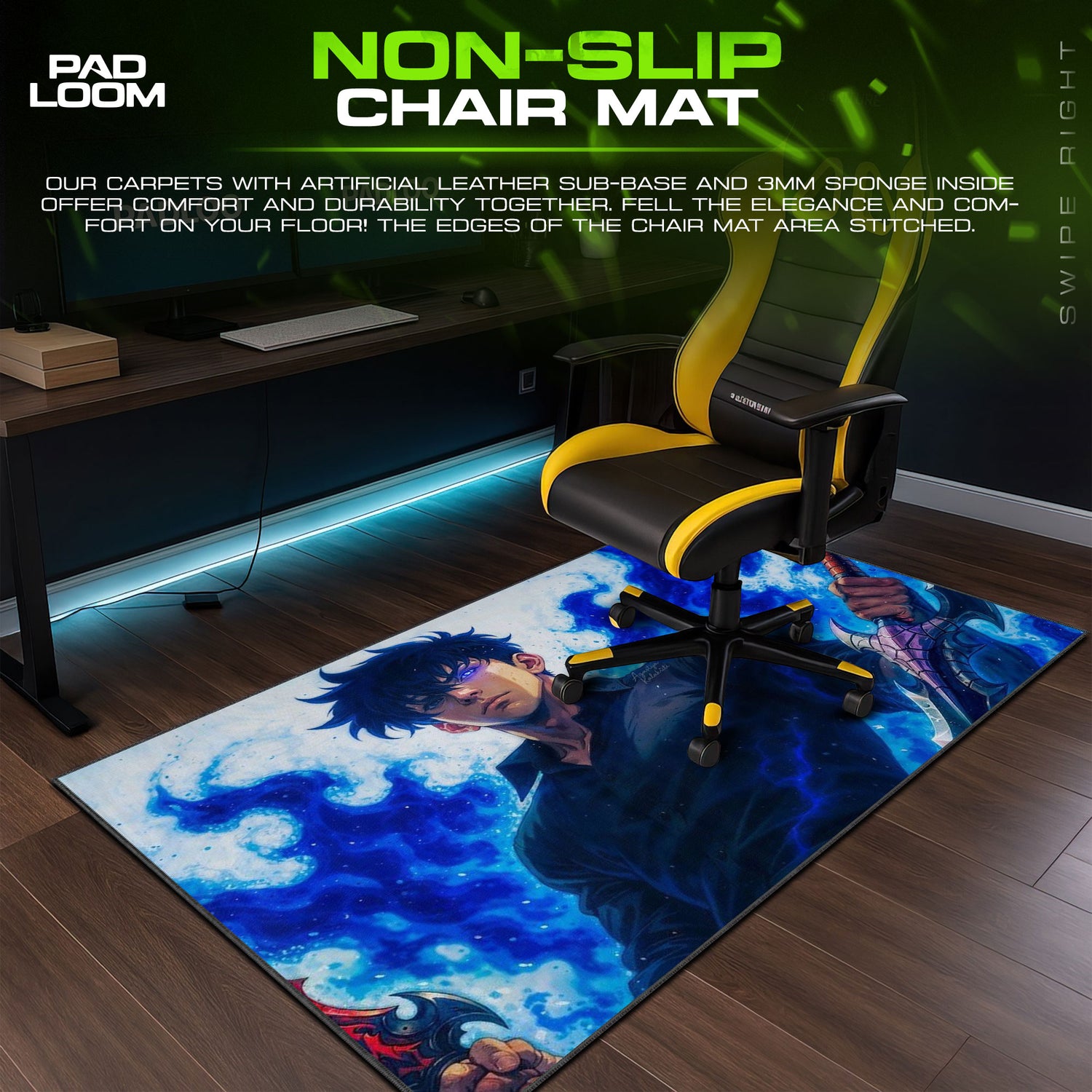 Solo Leveling Mouse Pad - Blue Flame Shadow Anime Desk Mat - Padloom