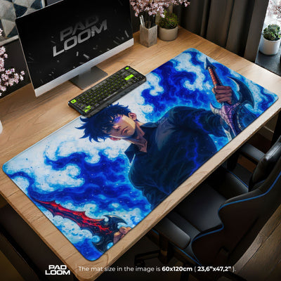 Solo Leveling Mouse Pad - Blue Flame Shadow Anime Desk Mat