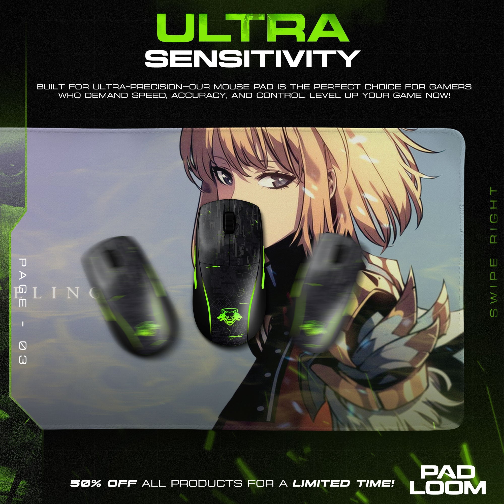 Solo Leveling Mouse Pad - Monarch’s Resolve Gaming Desk Mat Padloom