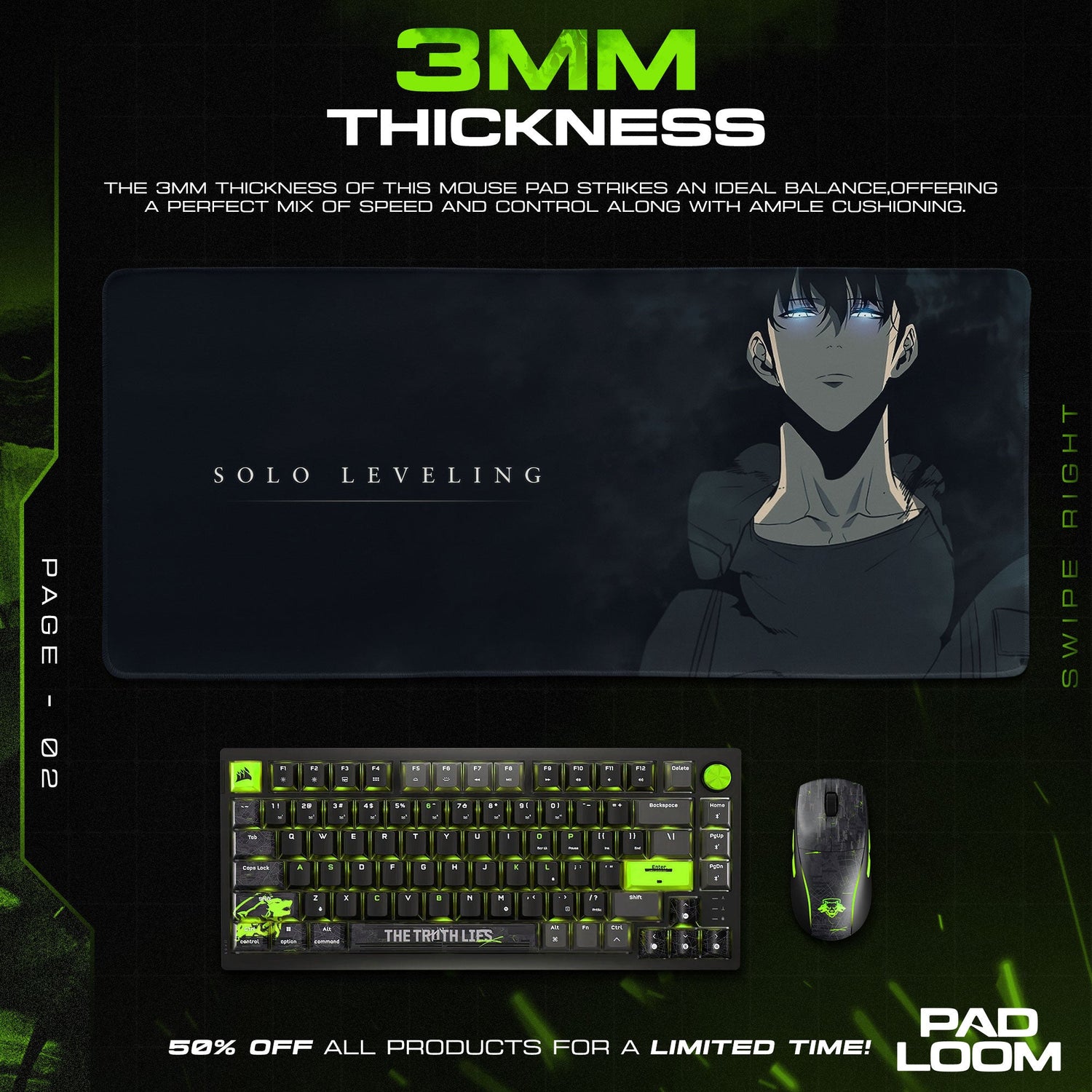 Solo Leveling Mouse Pad - Shadow Hunter Gaming Desk Mat Padloom