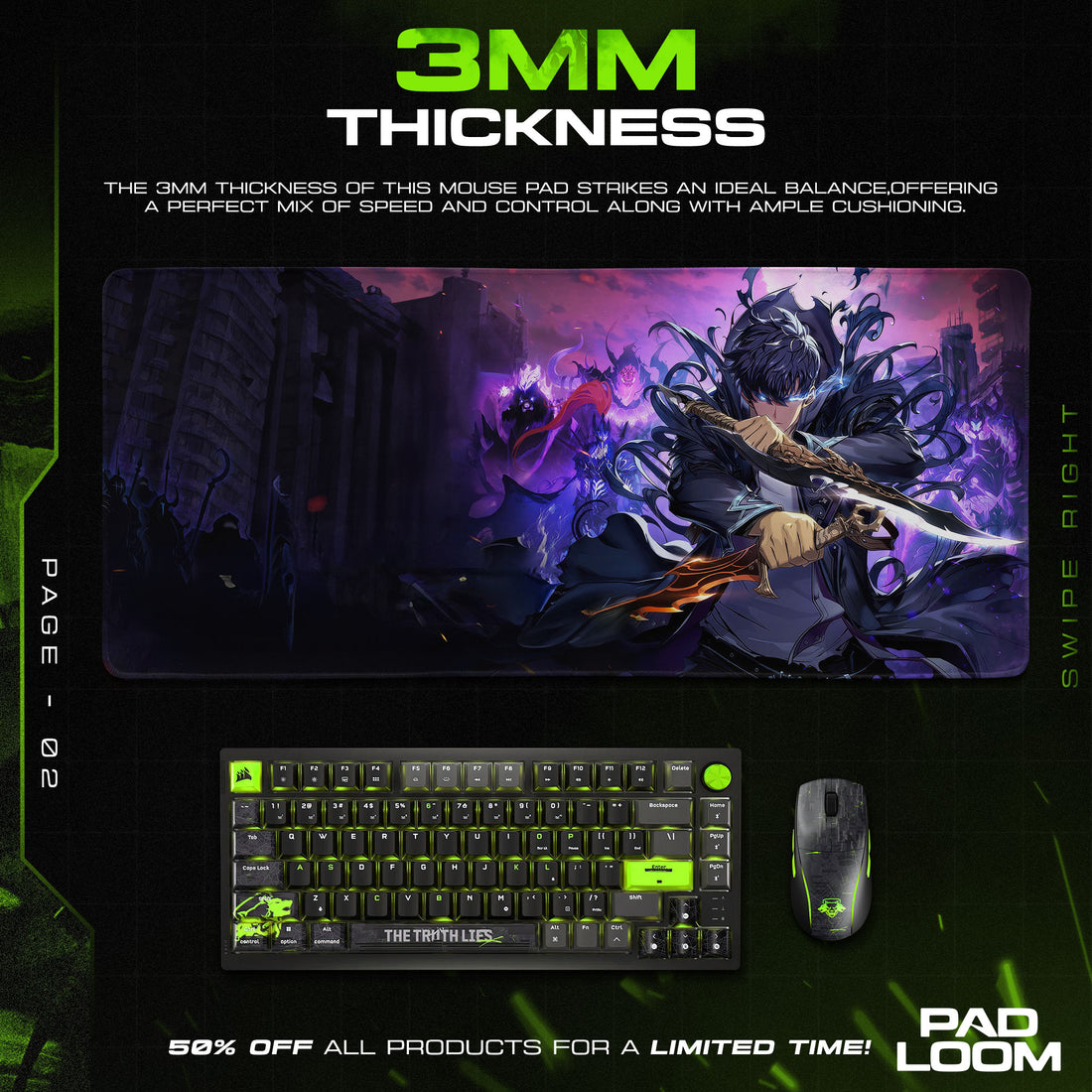 Solo Leveling Shadow Army Mouse Pad – Sung Jinwoo Anime Gaming Desk Mat