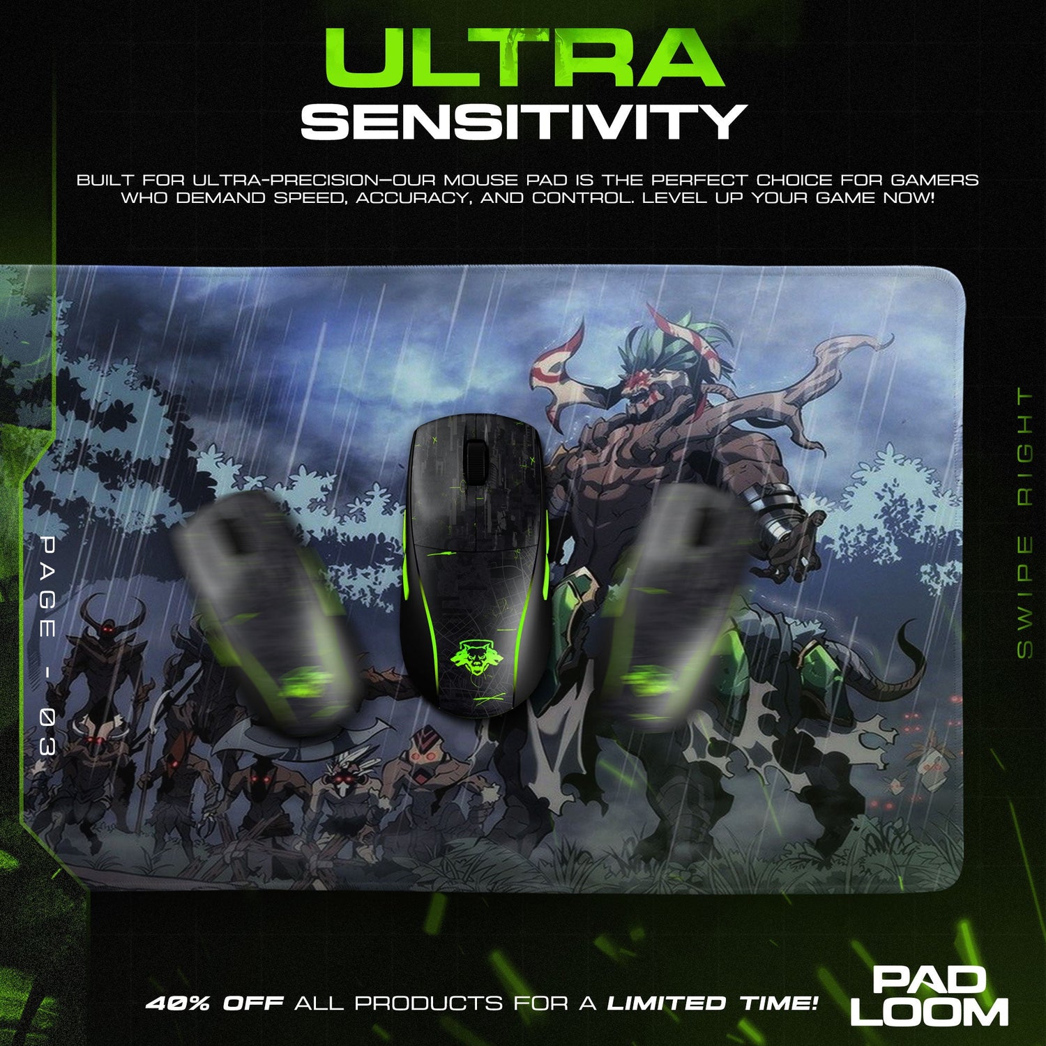 Solo Leveling Shadow Army Rain Scene Mouse Pad – Anime Gaming Desk Mat Padloom