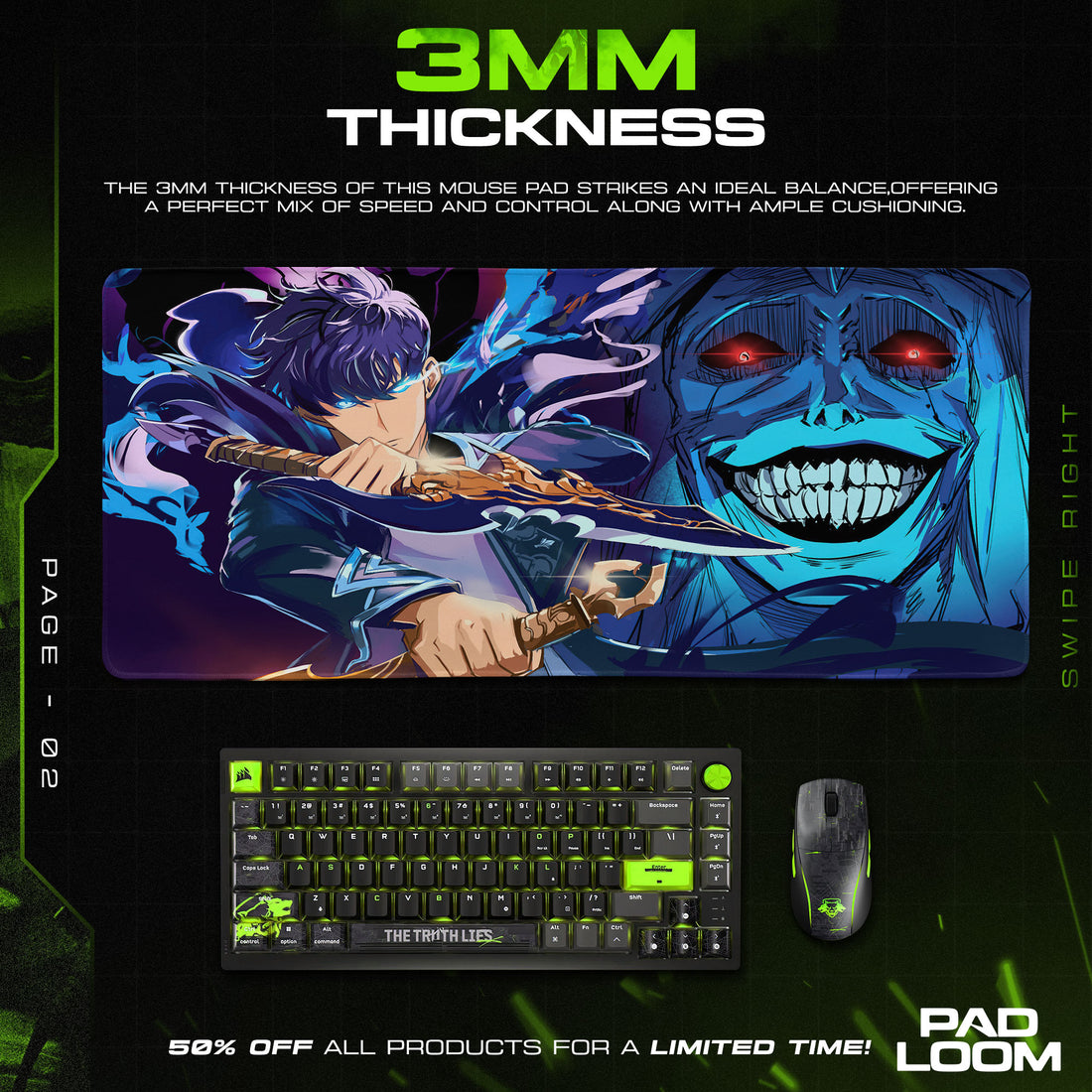 Solo Leveling – Shadow Blade Mouse Pad, Anime Gaming Desk Mat
