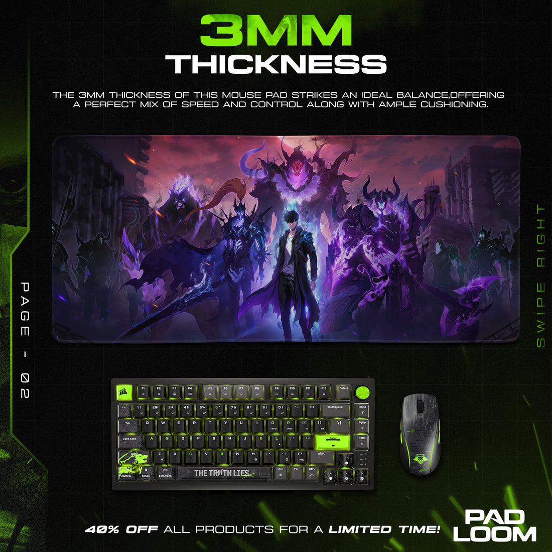 Solo Leveling Shadow Monarch Mouse Pad – Anime Gaming Desk Mat