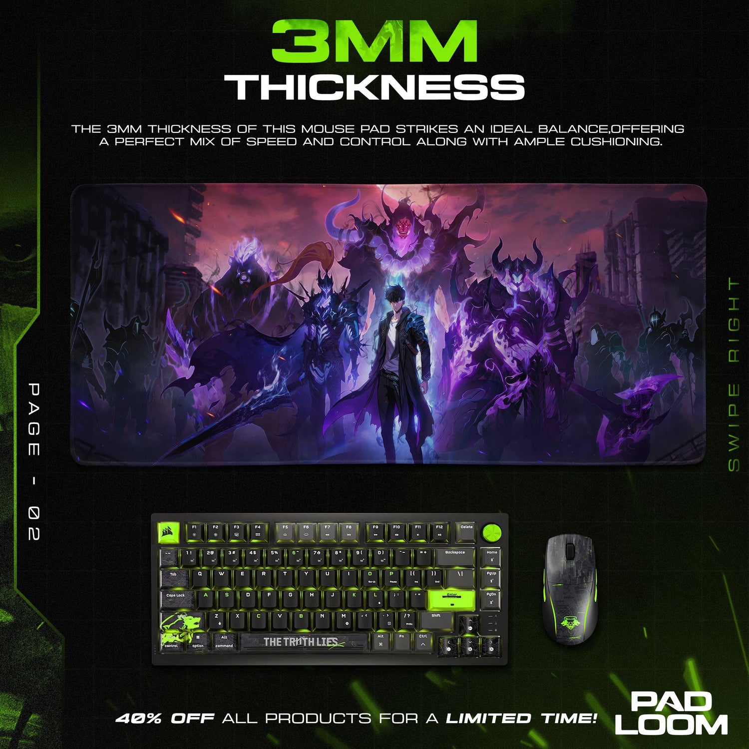 Solo Leveling Shadow Monarch Mouse Pad – Anime Gaming Desk Mat Padloom