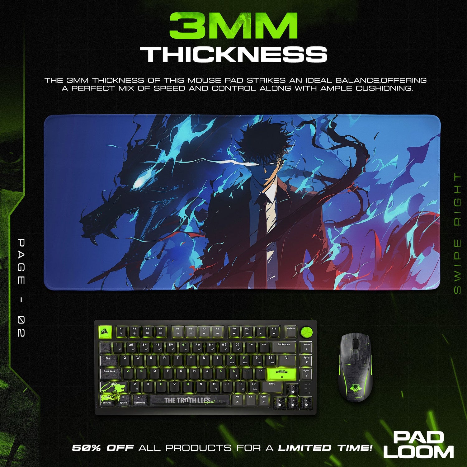 Solo Leveling Sung Jinwoo Mouse Pad – Anime Gaming Desk Mat Padloom