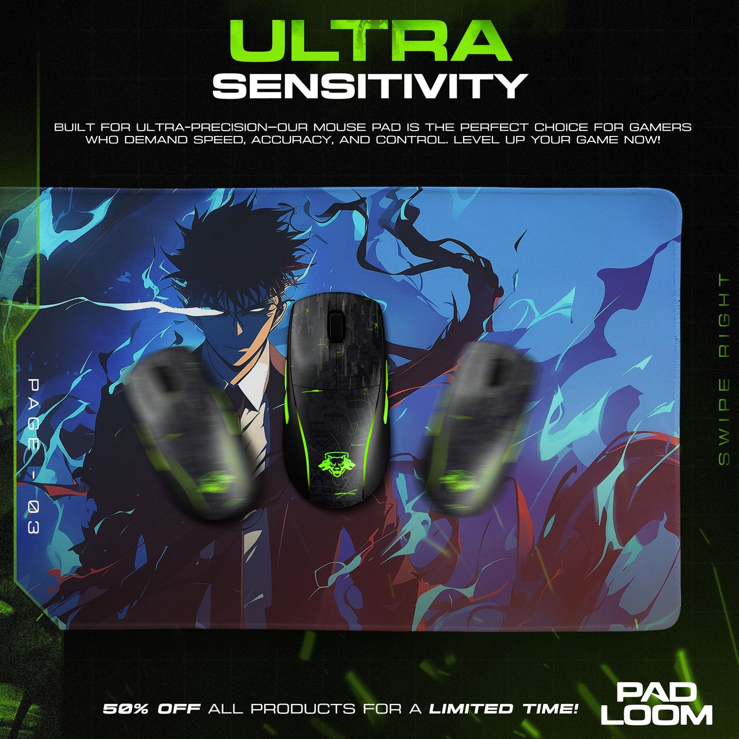 Solo Leveling Sung Jinwoo Mouse Pad – Anime Gaming Desk Mat Padloom