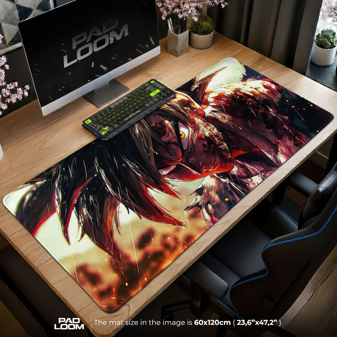 Son Goku Mouse Pad - Blue Aura Anime Desk Mat Padloom