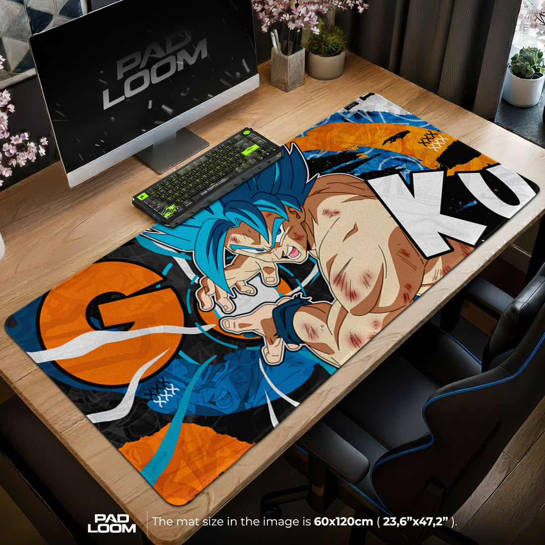 Son Goku Mouse Pad - Blue Aura Anime Desk Mat Padloom