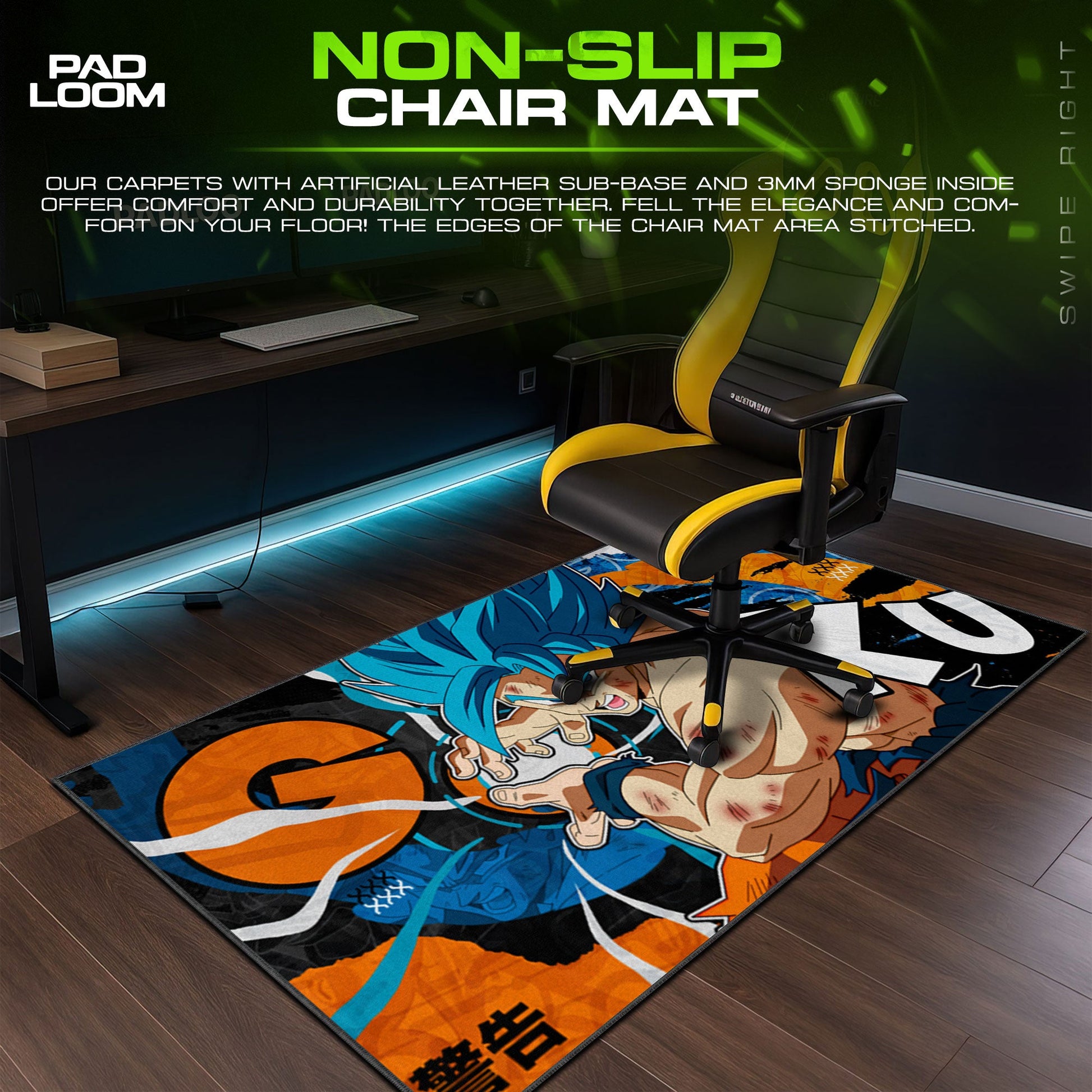 Son Goku Mouse Pad - Blue Aura Anime Desk Mat Padloom
