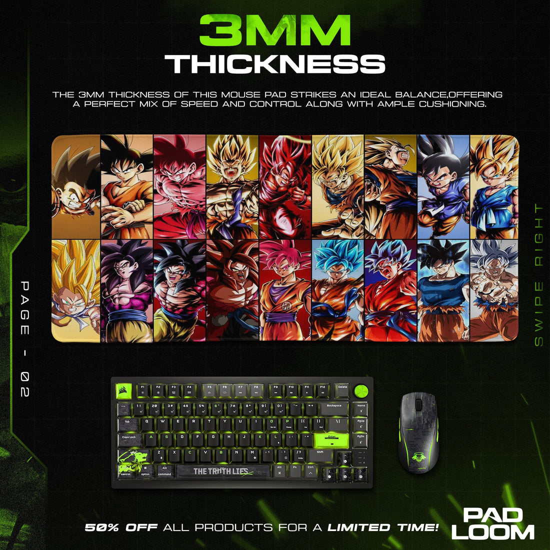 Son Goku Mouse Pad - Limit Breaker Anime Desk Mat Padloom