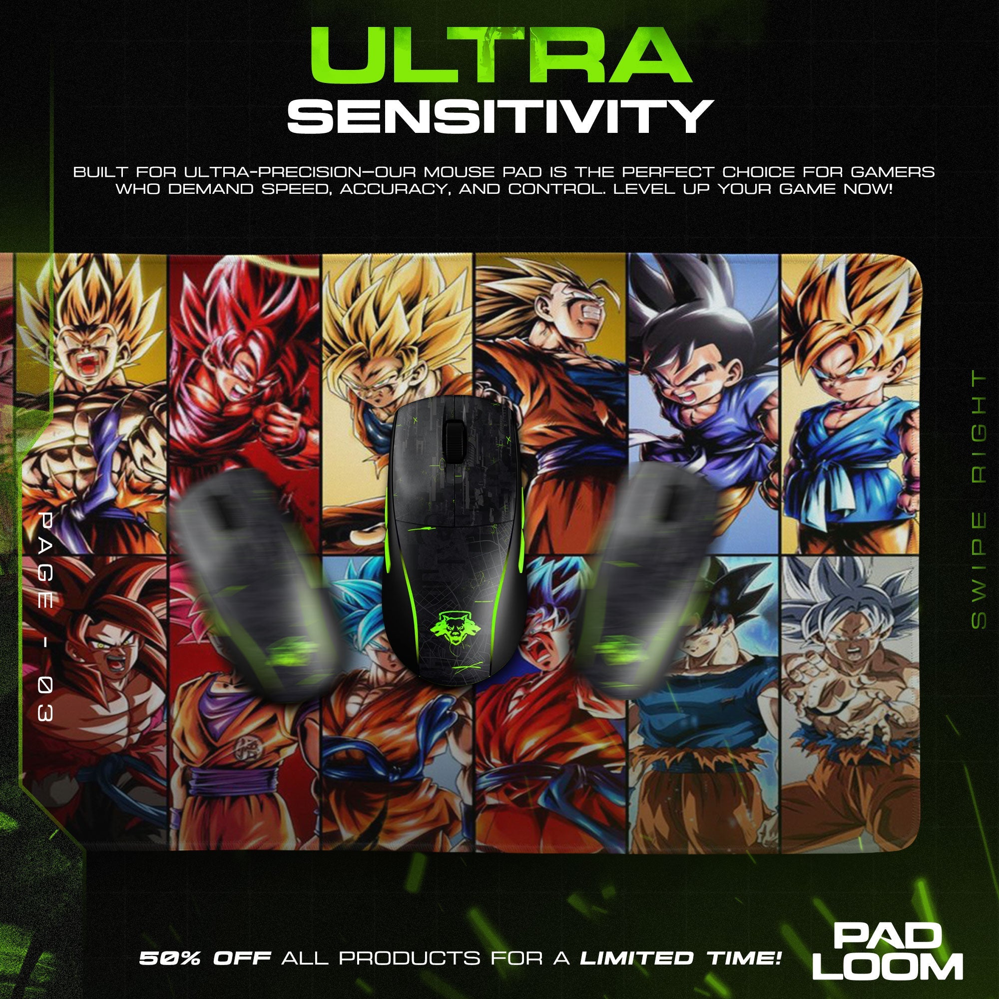 Son Goku Mouse Pad - Limit Breaker Anime Desk Mat Padloom