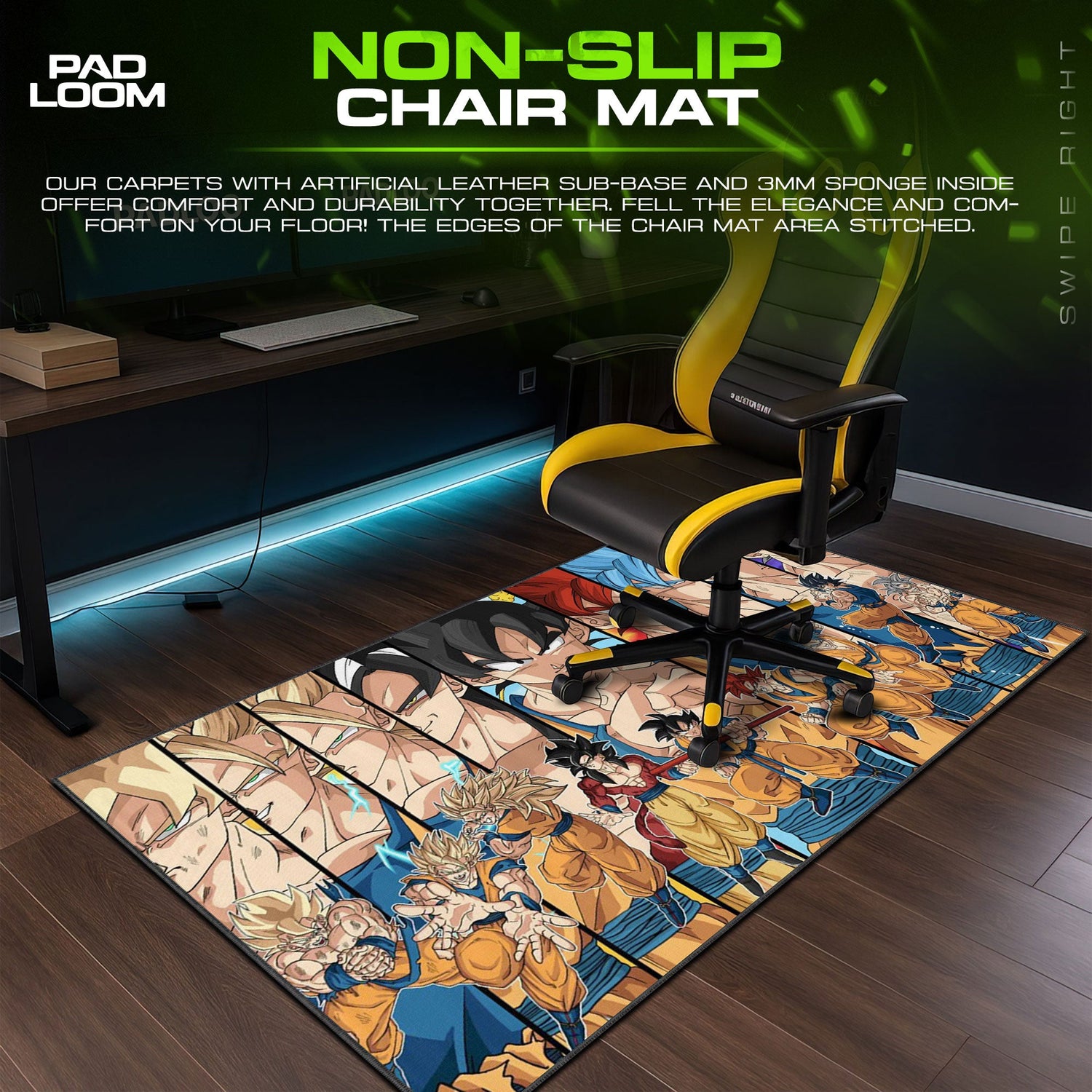 Son Goku Mouse Pad - Power Surge Anime Desk Mat Padloom