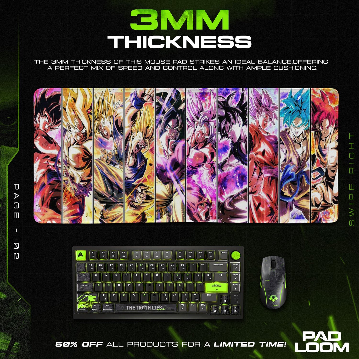 Son Goku Mouse Pad - Limit Breaker Anime Desk Mat Padloom